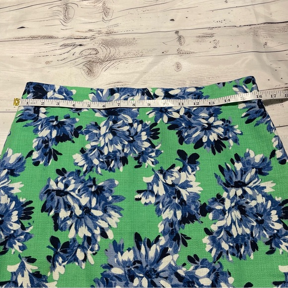J. Crew Pencil Skirt Size 6 Green Blue Flowers Preowned - Picture 6 of 7